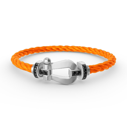 [Peak]FORCE LARGE HORSESHOE BLACK DIAMOND BRACELET - WHITE GOLD