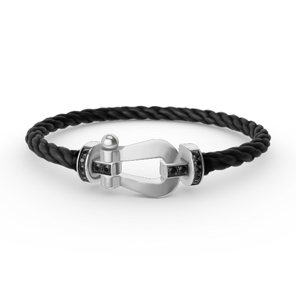 [Peak]FORCE LARGE HORSESHOE BLACK DIAMOND BRACELET - WHITE GOLD