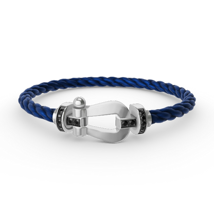 [Peak]FORCE LARGE HORSESHOE BLACK DIAMOND BRACELET - WHITE GOLD