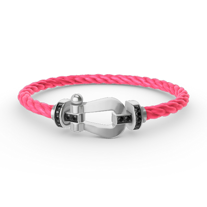 [Peak]FORCE LARGE HORSESHOE BLACK DIAMOND BRACELET - WHITE GOLD