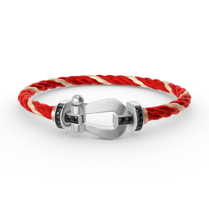 [Peak]FORCE LARGE HORSESHOE BLACK DIAMOND BRACELET - WHITE GOLD