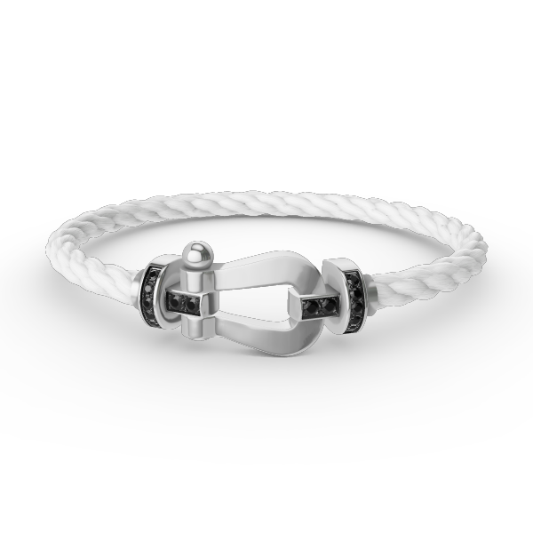 [Peak]FORCE LARGE HORSESHOE BLACK DIAMOND BRACELET - WHITE GOLD