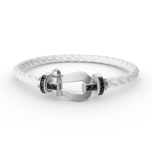 [Peak]FORCE LARGE HORSESHOE BLACK DIAMOND BRACELET - WHITE GOLD