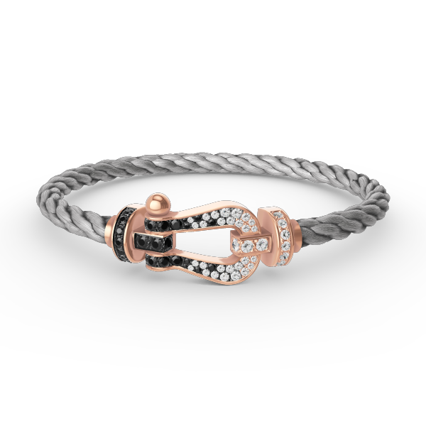 [Peak]FORCE LARGE HORSESHOE BLACK & WHITE DIAMOND BRACELET - ROSE GOLD