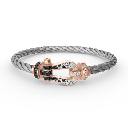 [Peak]FORCE LARGE HORSESHOE BLACK & WHITE DIAMOND BRACELET - ROSE GOLD