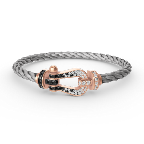 [Peak]FORCE LARGE HORSESHOE BLACK & WHITE DIAMOND BRACELET - ROSE GOLD