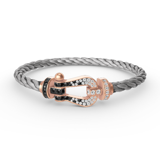 [Peak]FORCE LARGE HORSESHOE BLACK & WHITE DIAMOND BRACELET - ROSE GOLD