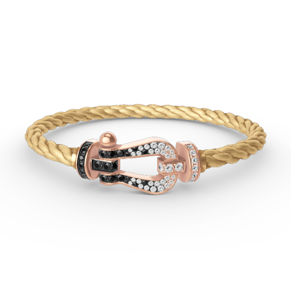 [Peak]FORCE LARGE HORSESHOE BLACK & WHITE DIAMOND BRACELET - ROSE GOLD