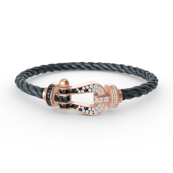 [Peak]FORCE LARGE HORSESHOE BLACK & WHITE DIAMOND BRACELET - ROSE GOLD