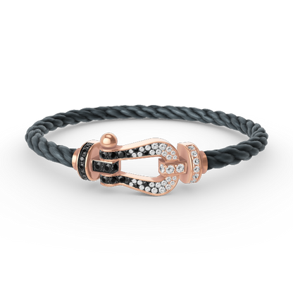 [Peak]FORCE LARGE HORSESHOE BLACK & WHITE DIAMOND BRACELET - ROSE GOLD