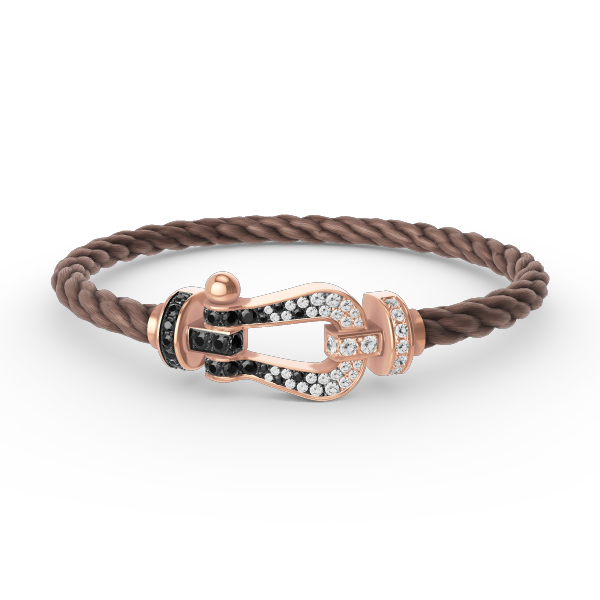 [Peak]FORCE LARGE HORSESHOE BLACK & WHITE DIAMOND BRACELET - ROSE GOLD