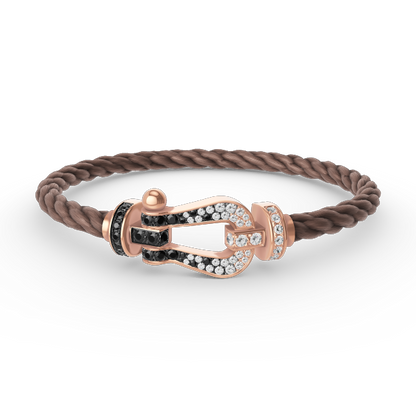 [Peak]FORCE LARGE HORSESHOE BLACK & WHITE DIAMOND BRACELET - ROSE GOLD