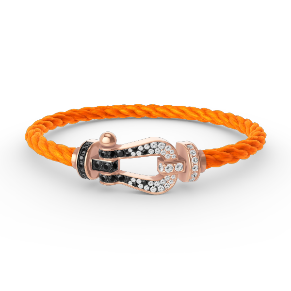 [Peak]FORCE LARGE HORSESHOE BLACK & WHITE DIAMOND BRACELET - ROSE GOLD