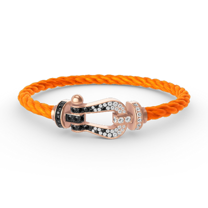 [Peak]FORCE LARGE HORSESHOE BLACK & WHITE DIAMOND BRACELET - ROSE GOLD