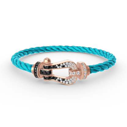 [Peak]FORCE LARGE HORSESHOE BLACK & WHITE DIAMOND BRACELET - ROSE GOLD