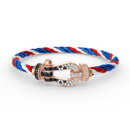 [Peak]FORCE LARGE HORSESHOE BLACK & WHITE DIAMOND BRACELET - ROSE GOLD