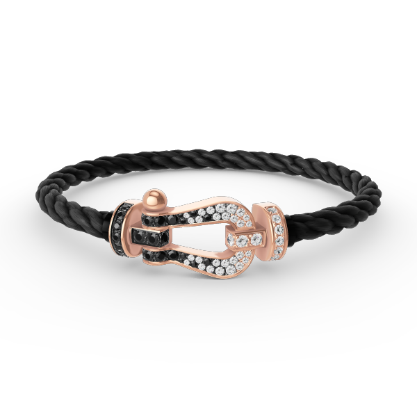 [Peak]FORCE LARGE HORSESHOE BLACK & WHITE DIAMOND BRACELET - ROSE GOLD