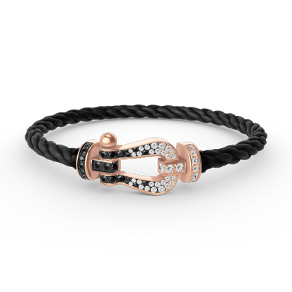[Peak]FORCE LARGE HORSESHOE BLACK & WHITE DIAMOND BRACELET - ROSE GOLD