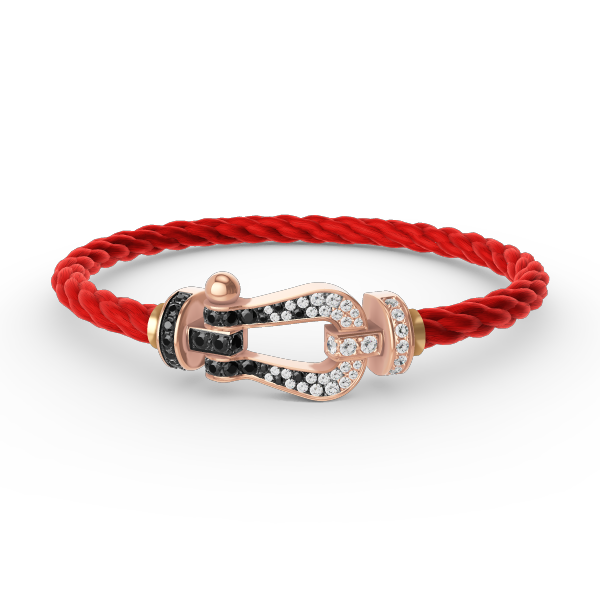 [Peak]FORCE LARGE HORSESHOE BLACK & WHITE DIAMOND BRACELET - ROSE GOLD