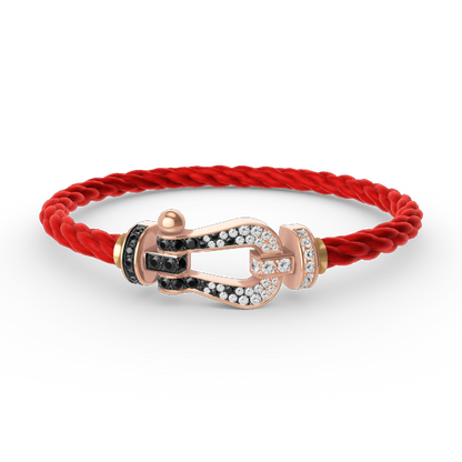 [Peak]FORCE LARGE HORSESHOE BLACK & WHITE DIAMOND BRACELET - ROSE GOLD