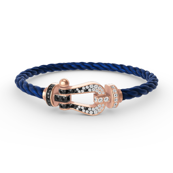 [Peak]FORCE LARGE HORSESHOE BLACK & WHITE DIAMOND BRACELET - ROSE GOLD