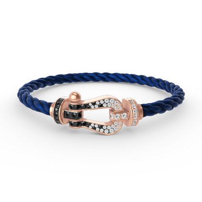 [Peak]FORCE LARGE HORSESHOE BLACK & WHITE DIAMOND BRACELET - ROSE GOLD