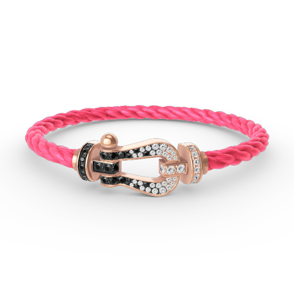 [Peak]FORCE LARGE HORSESHOE BLACK & WHITE DIAMOND BRACELET - ROSE GOLD