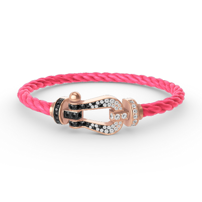 [Peak]FORCE LARGE HORSESHOE BLACK & WHITE DIAMOND BRACELET - ROSE GOLD