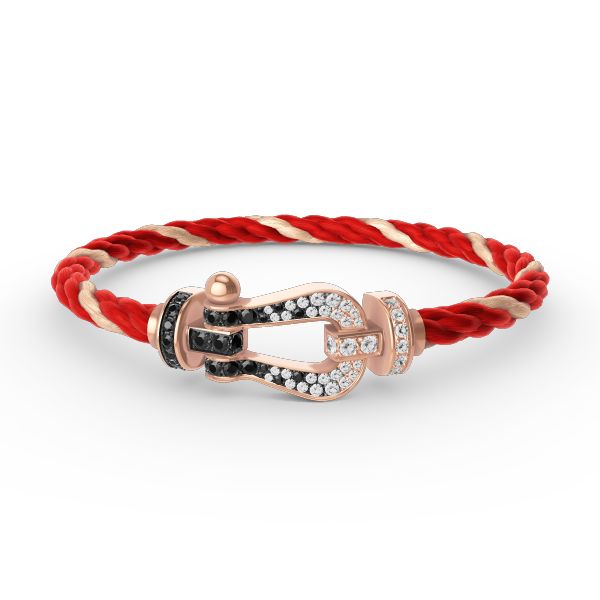 [Peak]FORCE LARGE HORSESHOE BLACK & WHITE DIAMOND BRACELET - ROSE GOLD