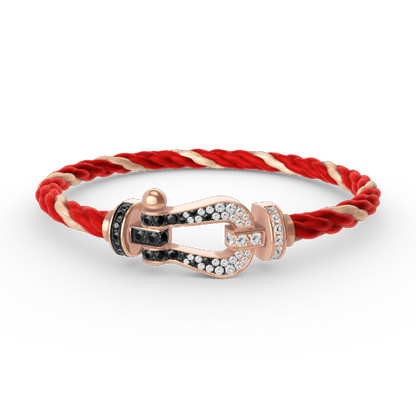 [Peak]FORCE LARGE HORSESHOE BLACK & WHITE DIAMOND BRACELET - ROSE GOLD