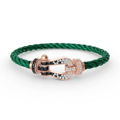 [Peak]FORCE LARGE HORSESHOE BLACK & WHITE DIAMOND BRACELET - ROSE GOLD