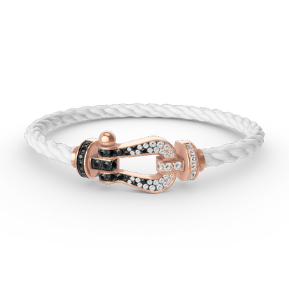 [Peak]FORCE LARGE HORSESHOE BLACK & WHITE DIAMOND BRACELET - ROSE GOLD