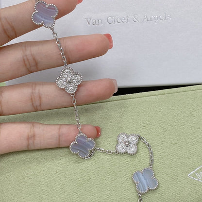 [Peak]LUCKY CLOVER 5-MOTIF BRACELET - PURPLE CHALCEDONY COLLECTION