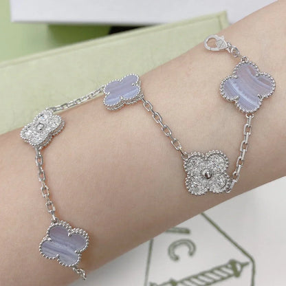 [Peak]LUCKY CLOVER 5-MOTIF BRACELET - PURPLE CHALCEDONY COLLECTION