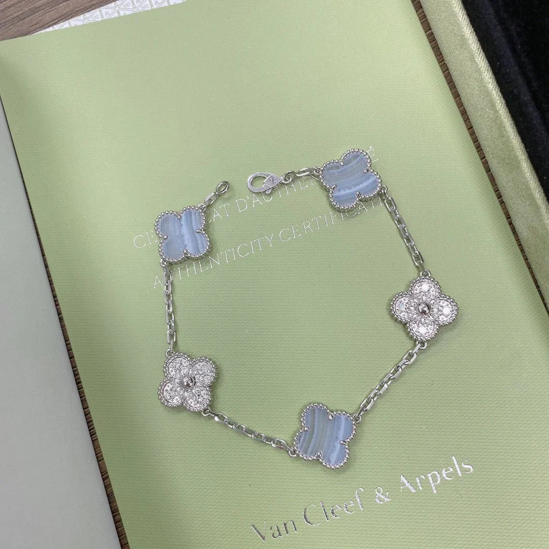 [Peak]LUCKY CLOVER 5-MOTIF BRACELET - PURPLE CHALCEDONY COLLECTION
