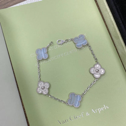 [Peak]LUCKY CLOVER 5-MOTIF BRACELET - PURPLE CHALCEDONY COLLECTION