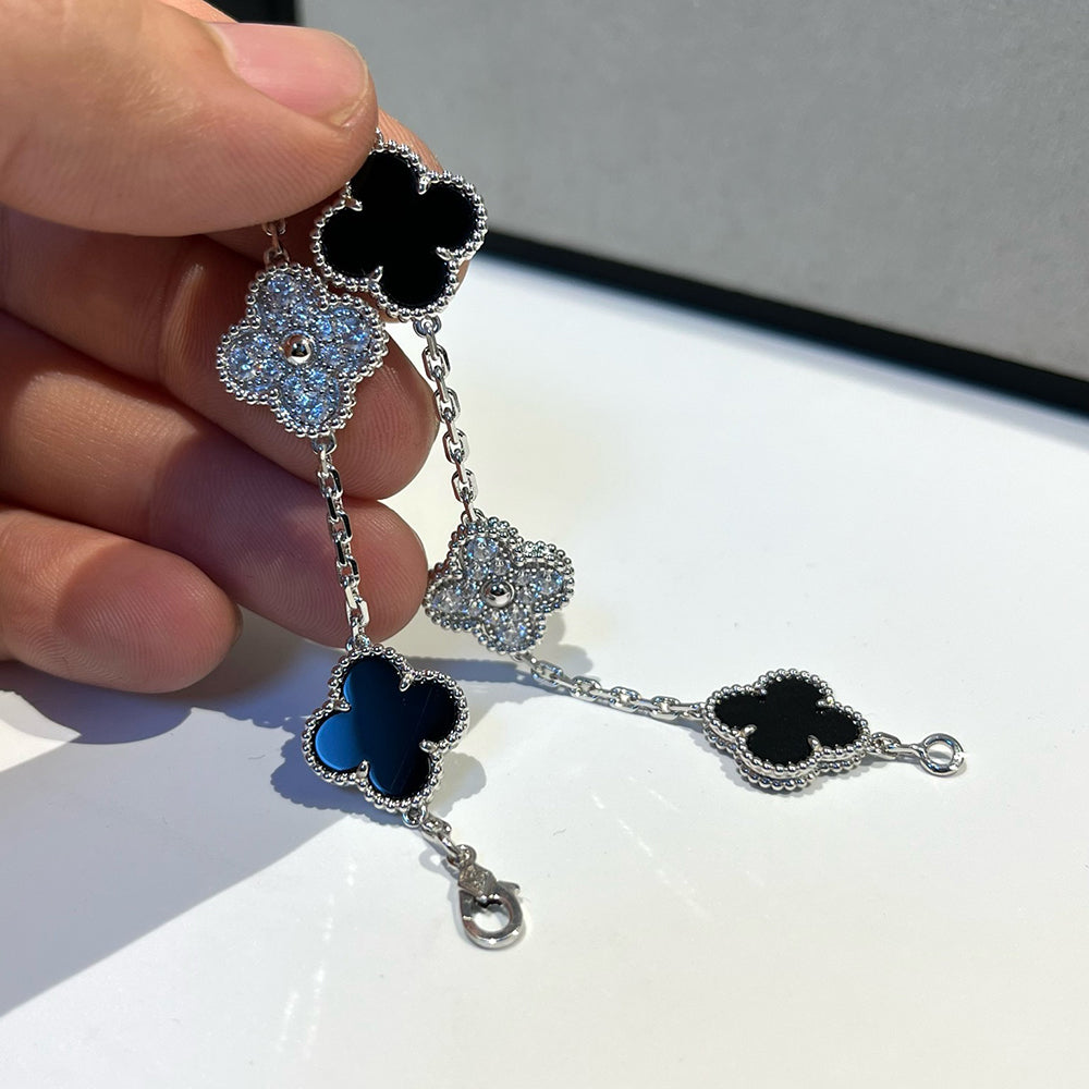 [Peak]LUCKY CLOVER 5-MOTIF BRACELET - BLACK OXNY COLLECTION