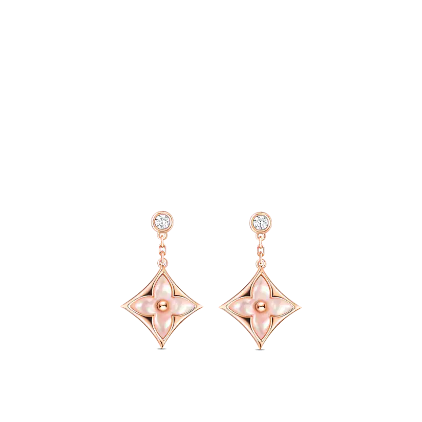 [Peak]DOUBLE STAR ROSE GOLD MOP DROP EARRINGS