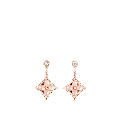 [Peak]DOUBLE STAR ROSE GOLD MOP DROP EARRINGS