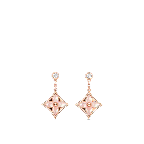[Peak]DOUBLE STAR ROSE GOLD MOP DROP EARRINGS