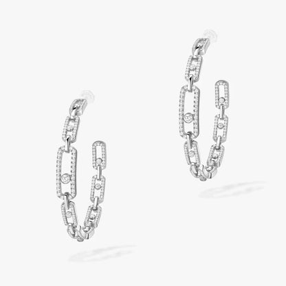 [Peak]MOVE LINK KINETIC DIAMOND HOOP EARRINGS