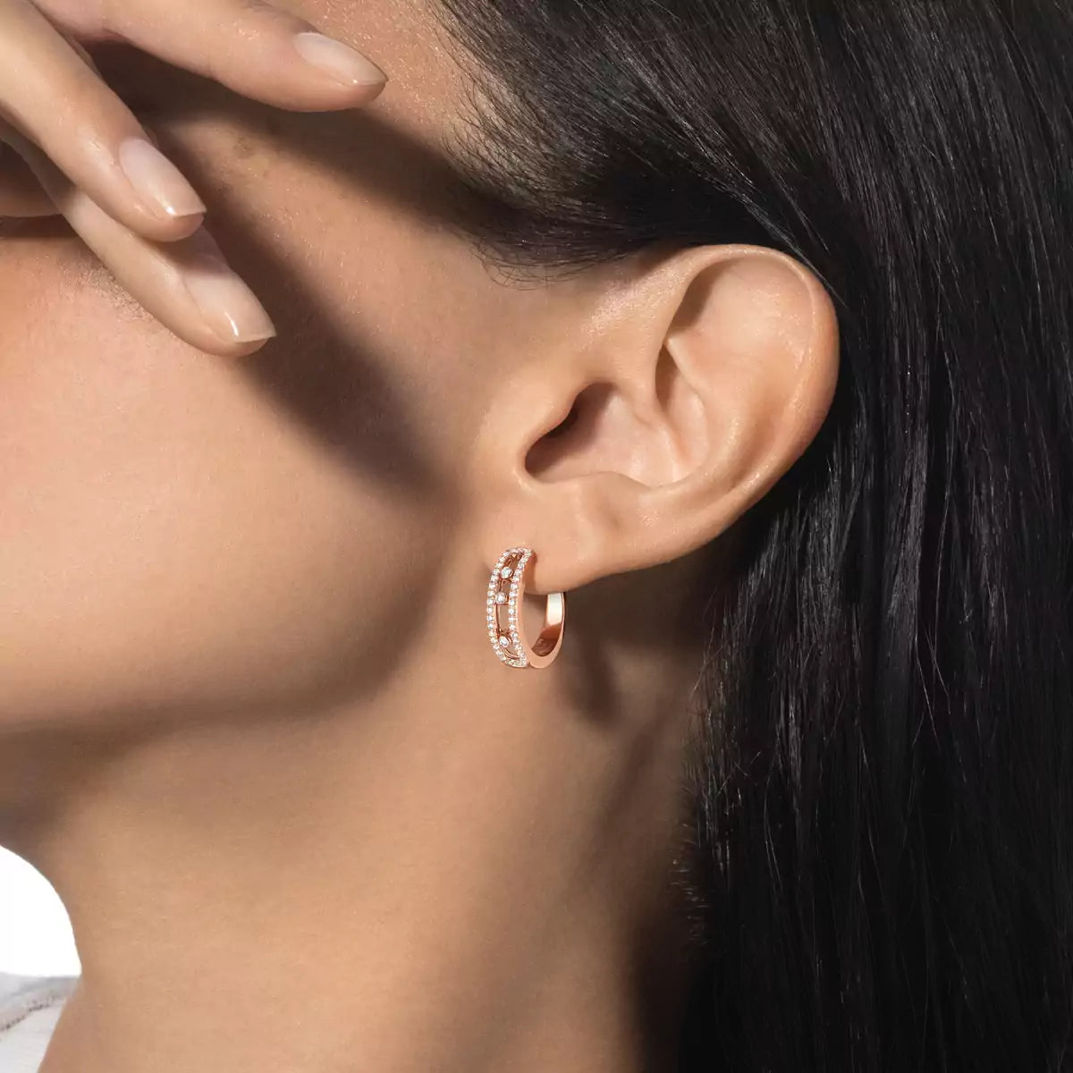 [Peak]MOVE PAVÉ DIAMOND HOOP EARRINGS