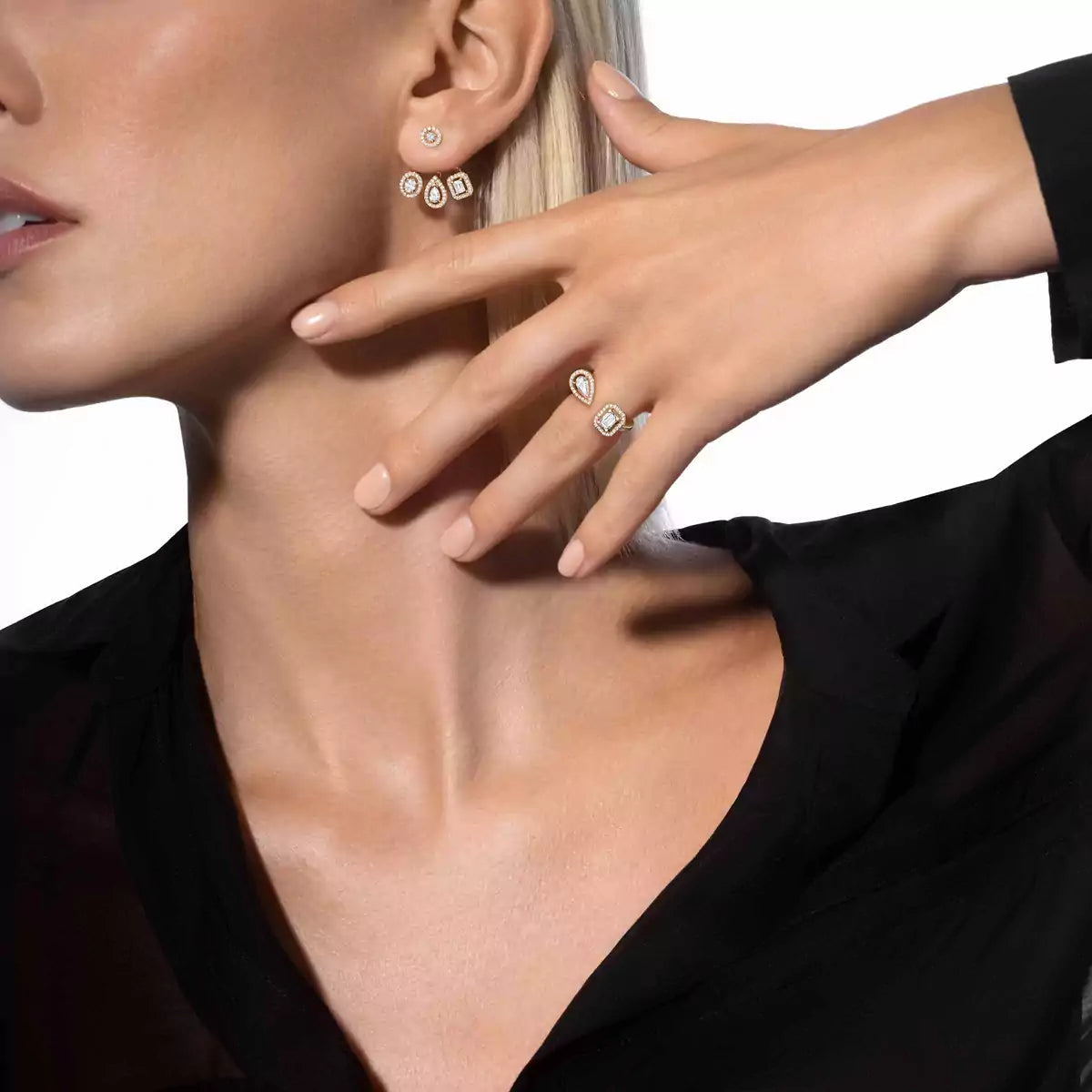 [Peak]MY TWIN TRIO DIAMOND EARRINGS