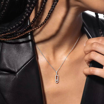 [Peak]MOVE UNO FULL PAVÉ DIAMOND NECKLACE