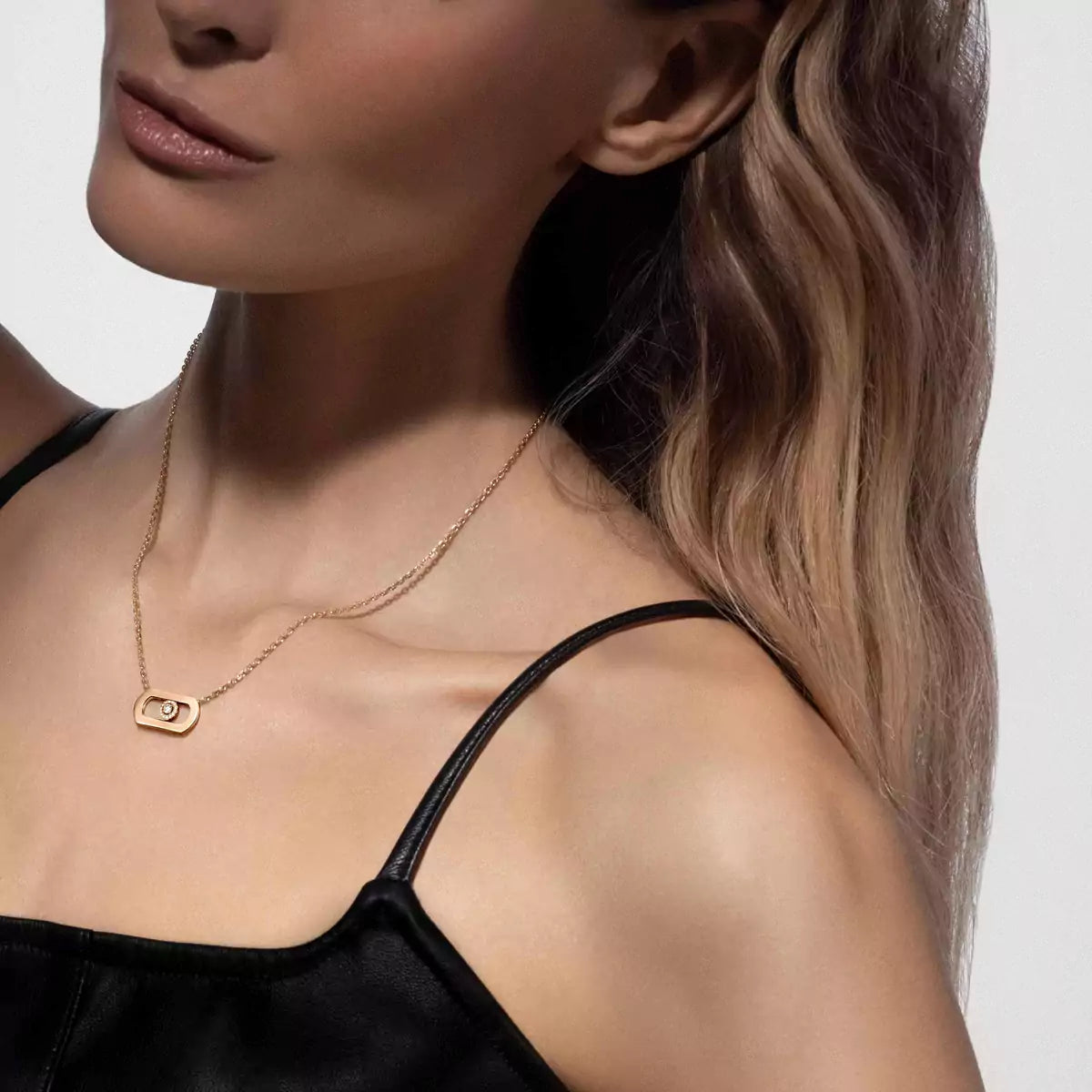 [Peak]LARGE MOVE PENDANT SINGLE DIAMOND NECKLACE