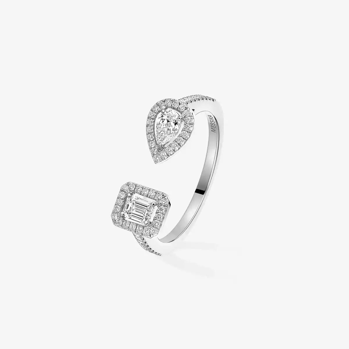 [Peak]OPEN SUGAR CUBE & TEARDROP PAVÉ DIAMOND RING