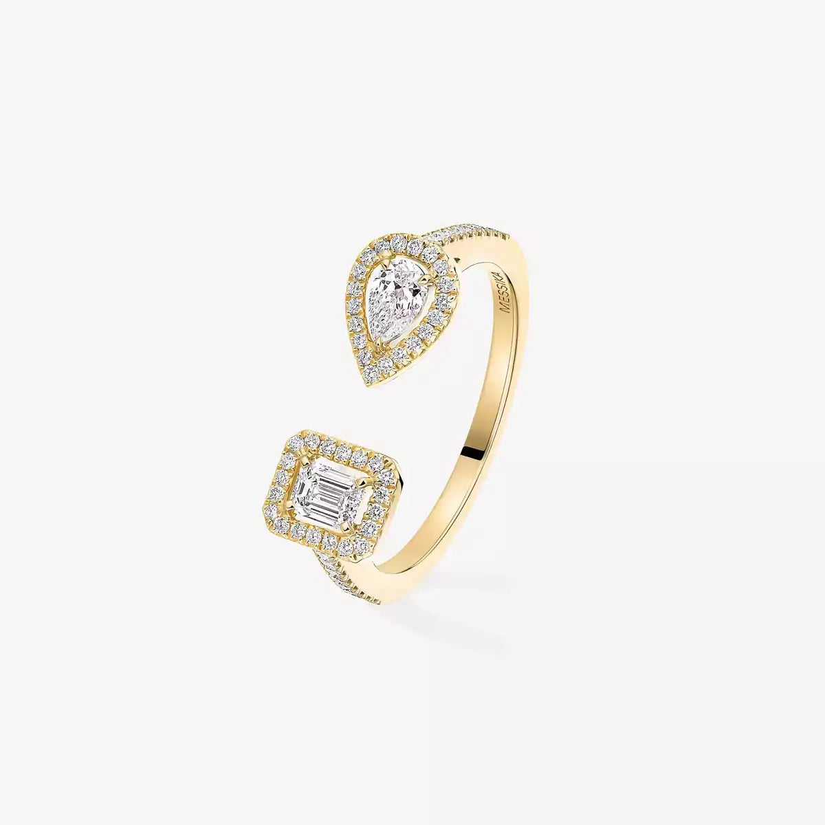 [Peak]OPEN SUGAR CUBE & TEARDROP PAVÉ DIAMOND RING