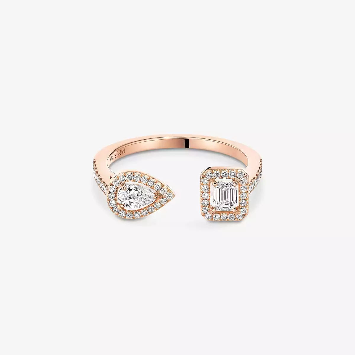 [Peak]OPEN SUGAR CUBE & TEARDROP PAVÉ DIAMOND RING