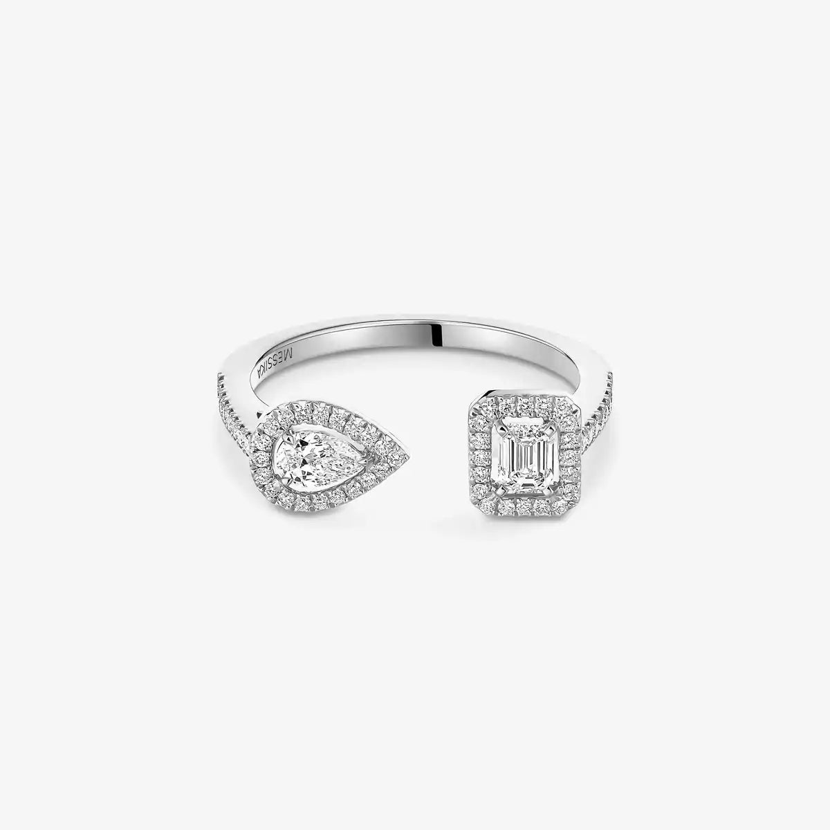 [Peak]OPEN SUGAR CUBE & TEARDROP PAVÉ DIAMOND RING