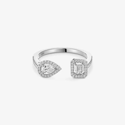 [Peak]OPEN SUGAR CUBE & TEARDROP PAVÉ DIAMOND RING